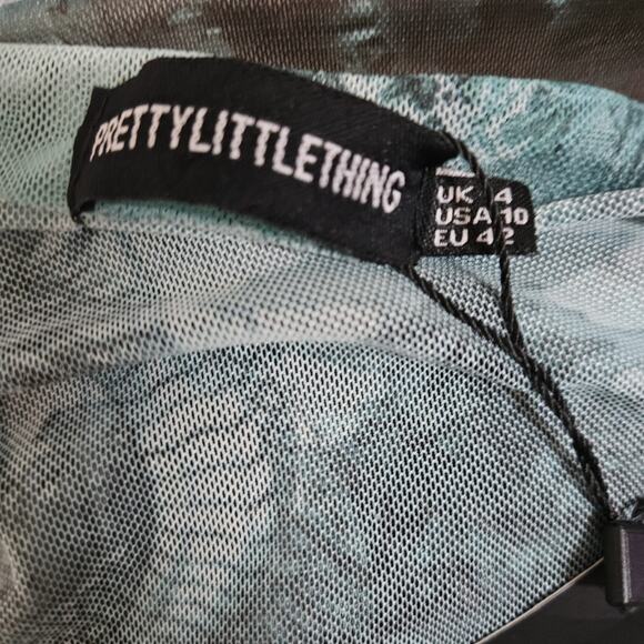 Teal and Black Sheer Long Sleeve Crop Top Size 10 New with Tag - Picture 3 of 5